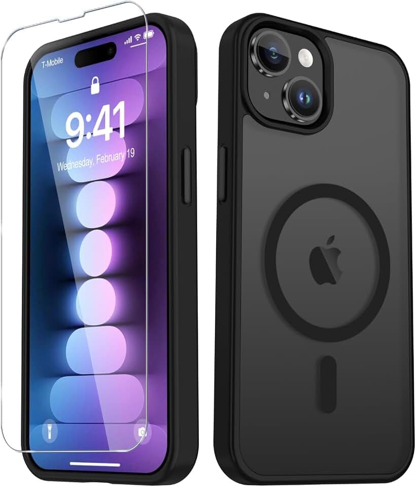 YENAPOON for iPhone 15 Case, iPhone 14/13 Case, Magnetic Cover, Black