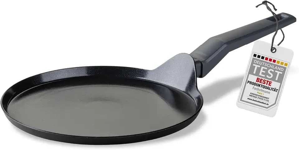 FACKELMANN Crepepfanne 25cm Statement – Keramik beschichtete flache Pfanne - Recyceltes Aluminium mit Antihaft-Beschichtung – Für alle Herdarten inklusive Induktion, PFAS-frei