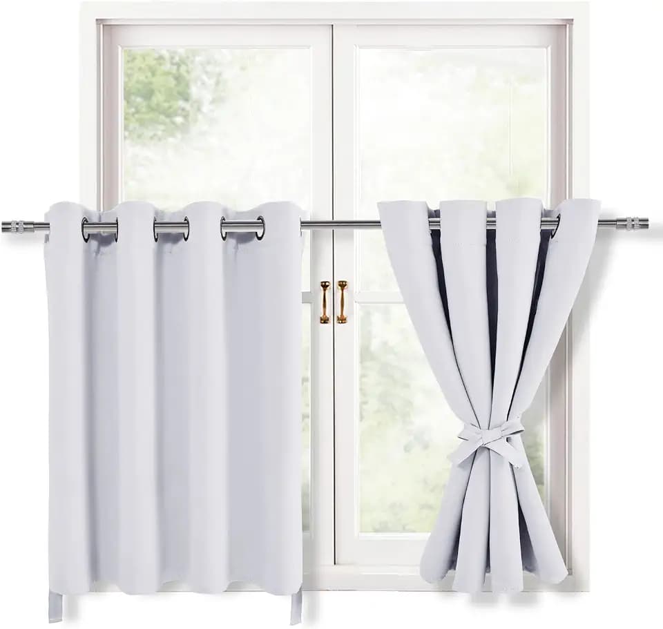 Hiasan RV Blackout Curtains for Bedroom, 52 x 30 Inches Long Greyish White
