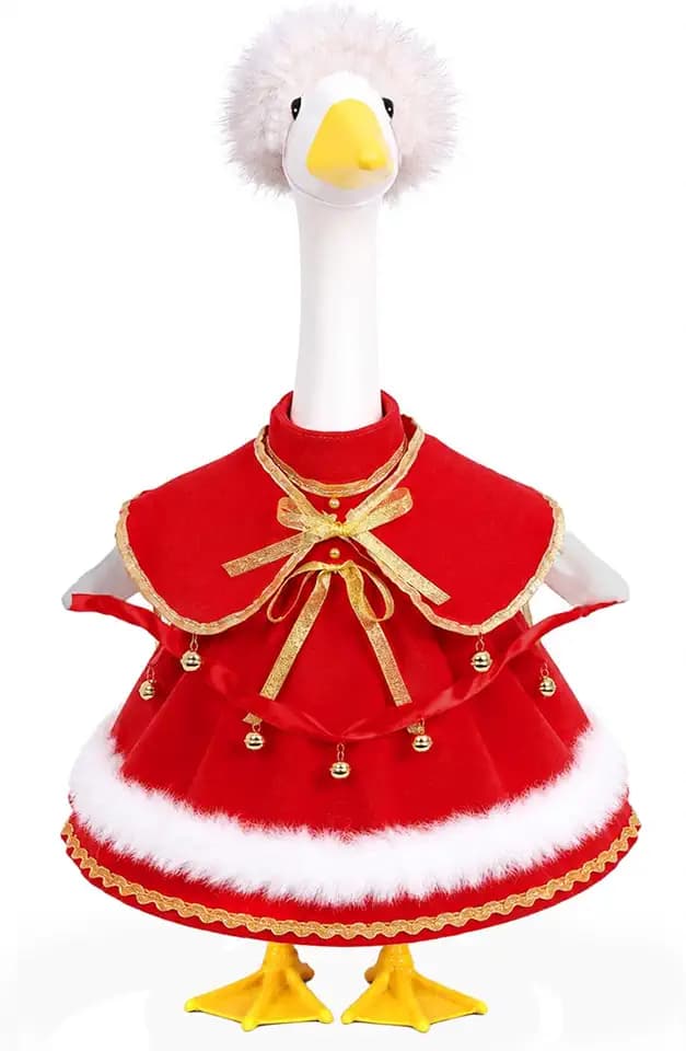 Porch Goose Outfits - 23” Concrete Goose Clothes for Yard Lawn，Red-C