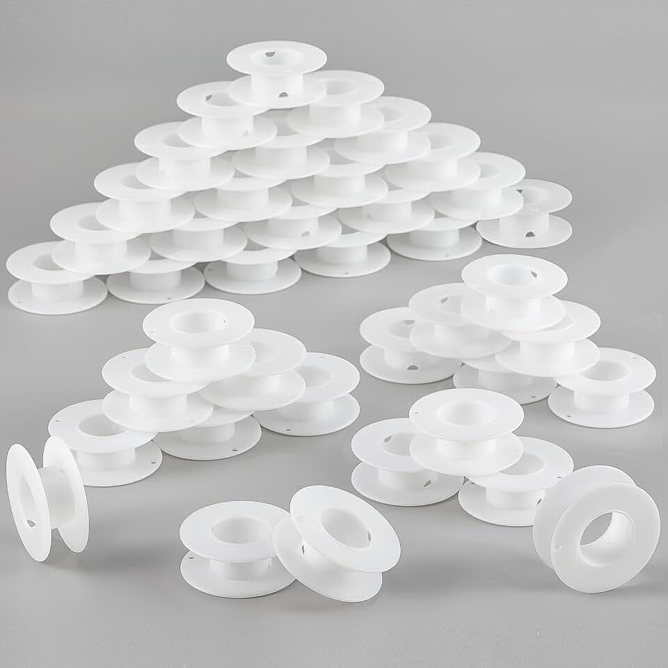 Weysat 40 Pack Empty Plastic Spool 2.2'' x 0.79'' Bobbins for Yarn and Cord