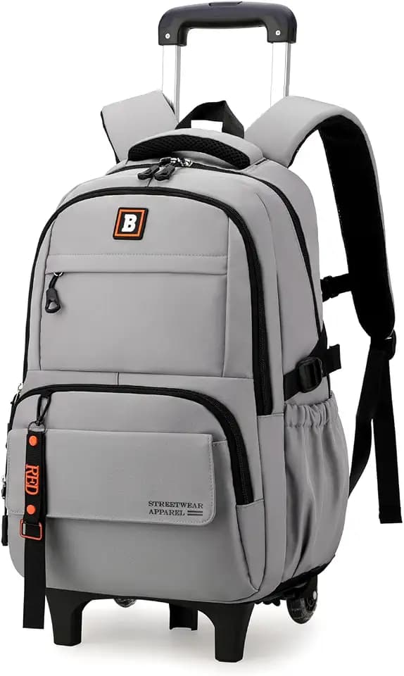 Rolling Backpack with Wheels for Boys Kids Trolley School Bag for Teens