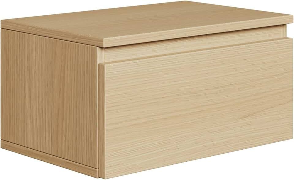 Selsey Nachttisch 49 cm Breite Hängend Nachttisch in Eichenholzoptik Modernes Design Ideal für Minimalistische Einrichtungen Praktisches Fach Leicht Reinigbar