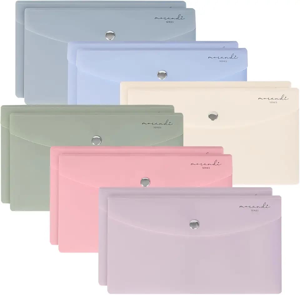 H4D 9x5 Plastic Budget Envelopes for Cash System, Pastel Colors, 12 Pack