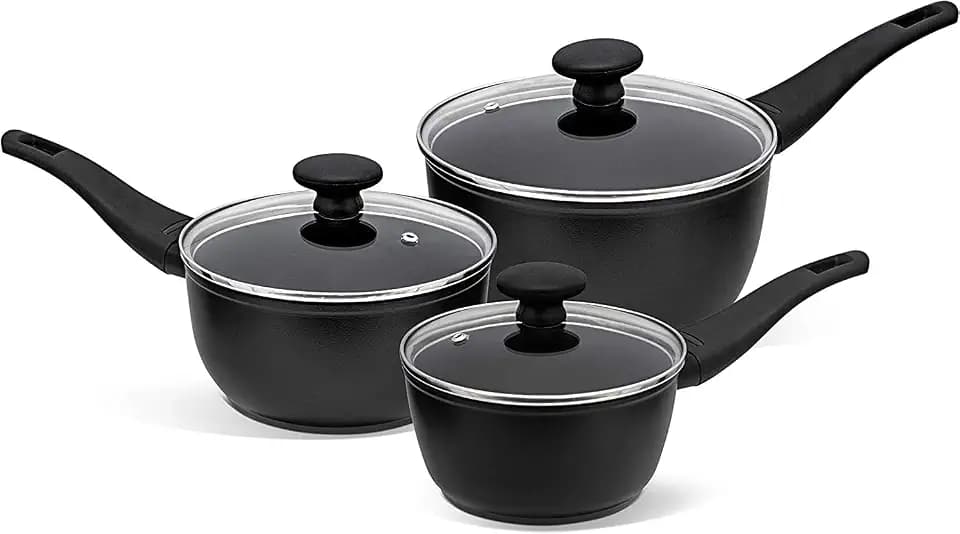 Prestige Thermo Smart Antihaftbeschichtetes Topfset Induktion - 16/18/20 Kasserole mit Deckel - Ofen- & Spülmaschinenfestes Kochgeschirr Set - Aluminium - 5 Jahre Garantie - In Italien hergestellt