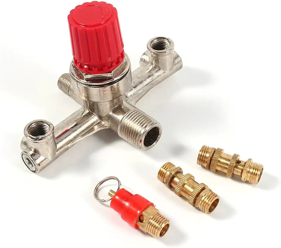 Double Outlet Tube Luftdruckregler Ventil Zink Alloy Air Kompressor Schalter Fit Teil Druckschalter Kompressor Druckminderer