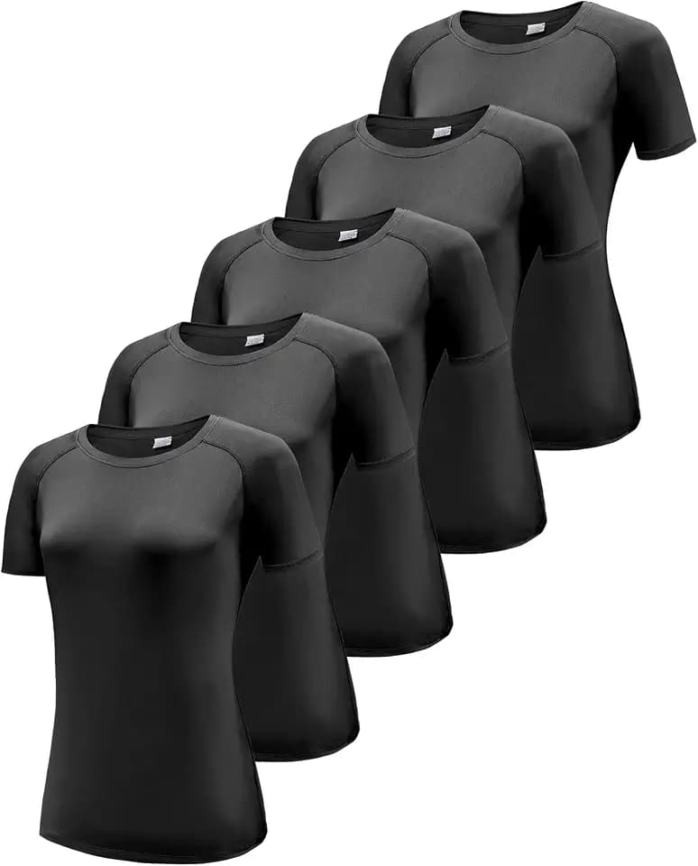 Damen 3,5er Pack Kurzarmshirt T-Shirts, UPF 50+ Sonnenschutz Schnelltrocknend Funktionsshirt Laufshirts, Atmungsaktiv Kurzarm Sportshirt Gym Yoga Running Top Freizeitshirt Workout Fitness Oberteil