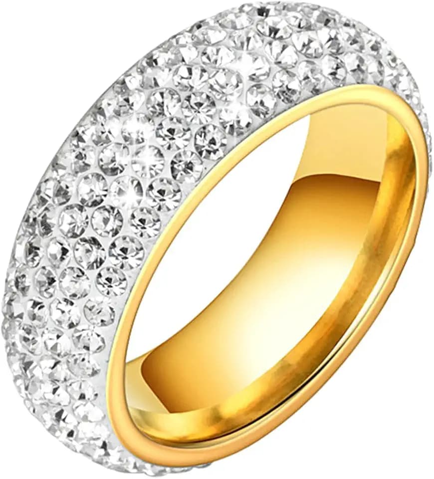 Edelstahl Ringe Herren 8mm Mit Zirkon Silber Ehering