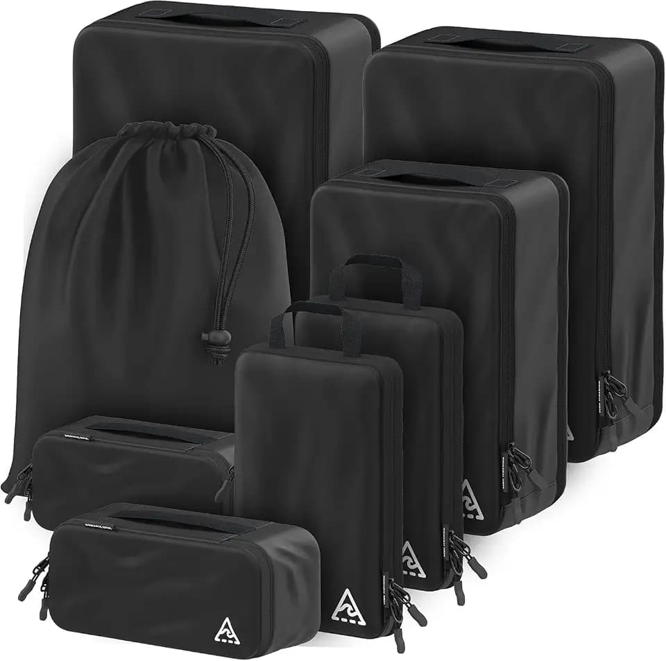 Well Traveled Packungswürfel, komprimiert für Reisen, mit HybridMax Doppelkapazitäts-Design, Packwürfel komprimierbar und zuverlässig, Reiseausrüstung und Reisezubehör, 8 Teile