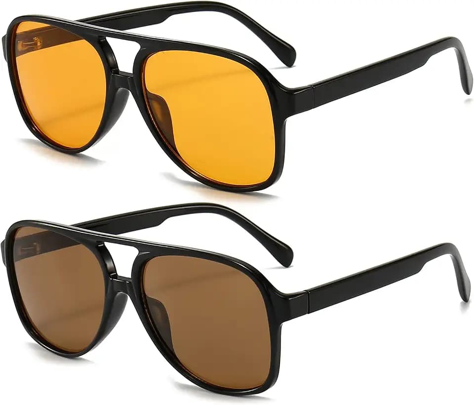 Vintage Retro Sonnenbrille Gelb Getönte Brille Übergroß Oversize Sunglasses für Damen Herren