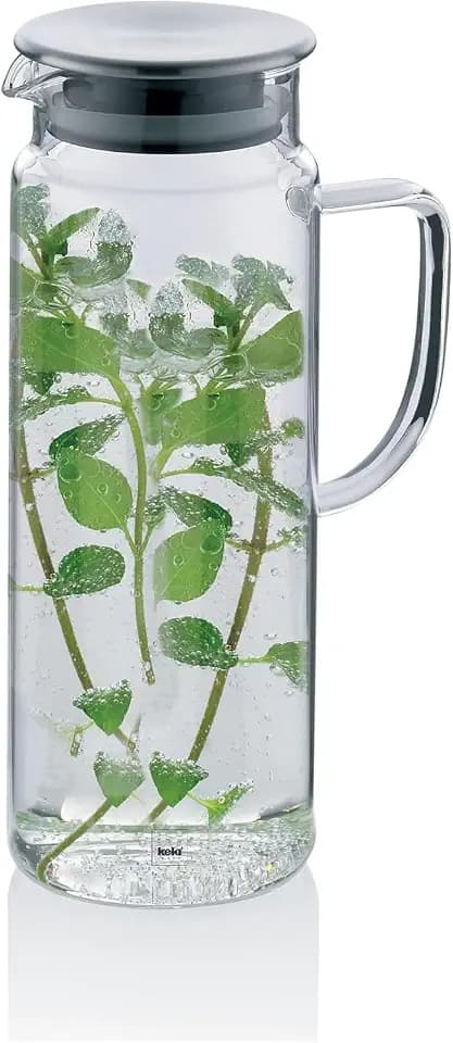 kela Wasserkrug 1,6 Liter PITCHER, Glaskaraffe mit Deckel, 2 Ausguss-Öffnungen, hitzebeständig, Glaskrug für kalte und heiße Getränke