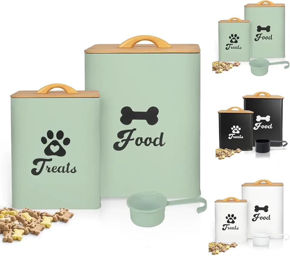 Dog Treat Container 2PCS, Dog Food Storage Container with Lids Airtight, Dog Treat Jars for Kitchen Counter-7+3Lbs (Saga Green)