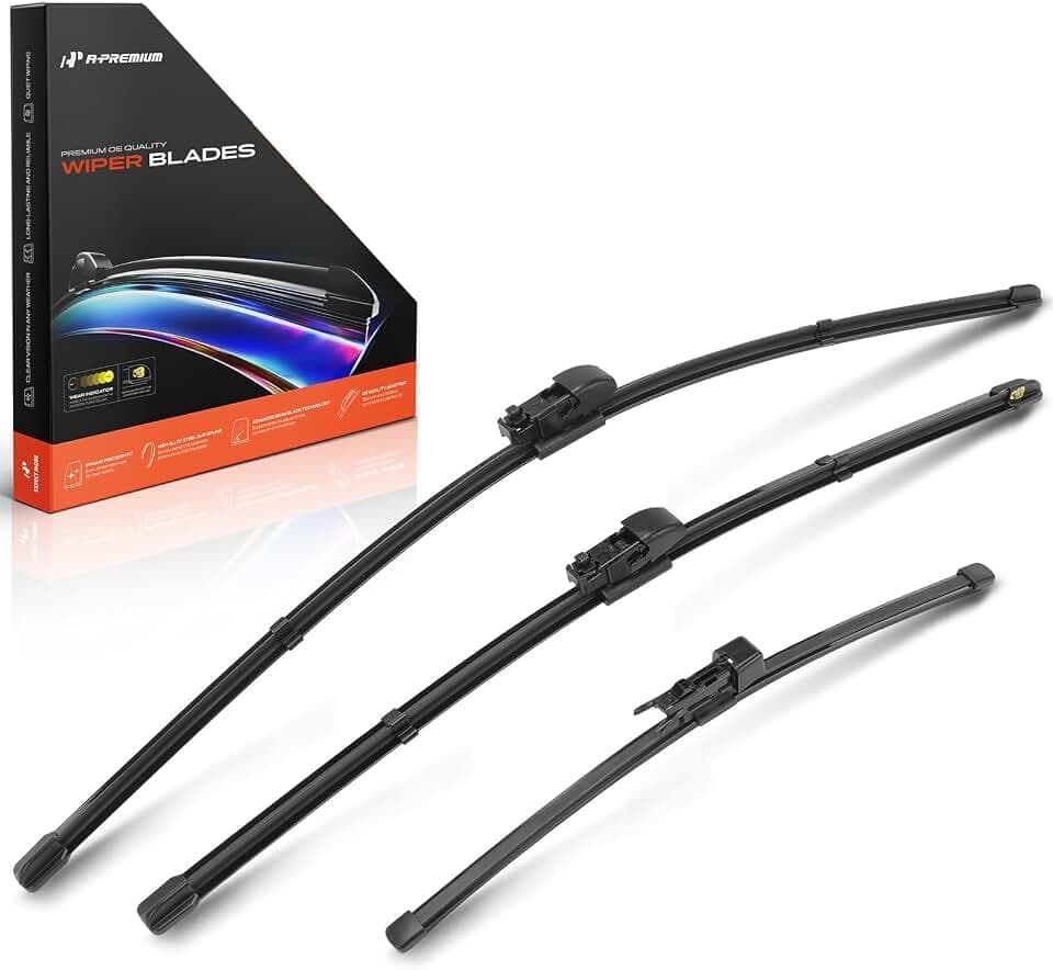 A-Premium 24"+20"+13" Windshield Wiper Blades with Wear Indicator & Towel