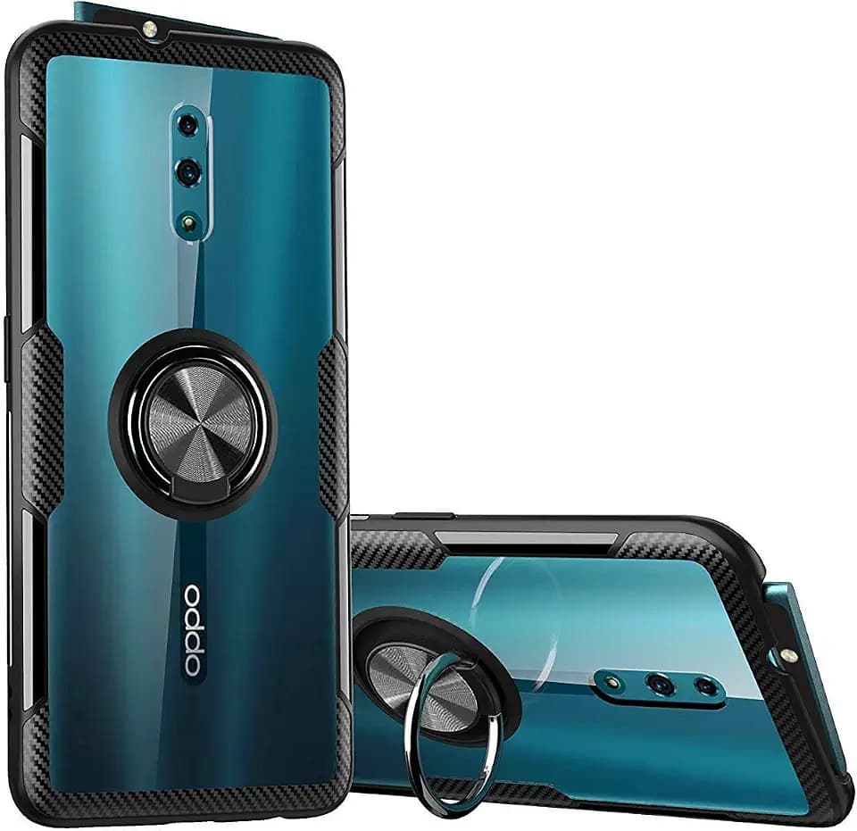 KONEE Hülle Kompatibel mit Oppo Reno, Transparente Handyhülle Mit 360 ° Verdrehbare Ring [ TPU + PC ], für Magnetischen Autohalterungen, Multifunktions Abdeckung für Oppo Reno
