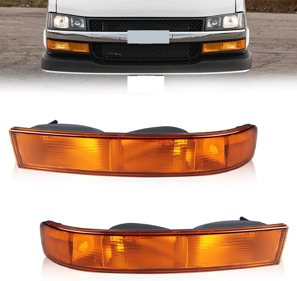Corner Light Compatible with 2003-2025 Chevy Chevrolet Express/GMC Savana Van, OE Style Front Bumper Parking/Turn Signal Lights w/o Bulbs, Driver & Passenger Side, GM2520188 GM2521188
