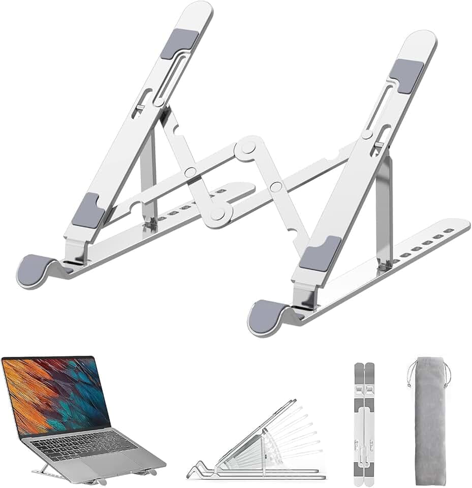 Laptop Ständer 7-Stufe Einstellbar Notebook Ständer Aluminium MacBook Stand Höhenverstellbarer Laptop Halterung für MacBook Air, Dell, HP, Lenovo, Tablets, Notebooks Laptop Holder