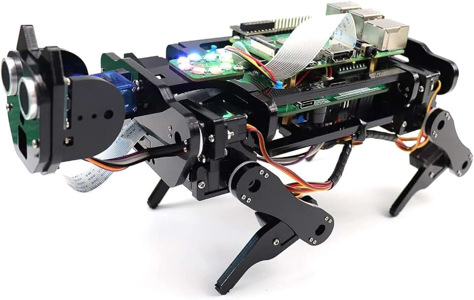 FREENOVE Robot Dog Kit for Raspberry Pi 5 4 B 3 B+ Zero 2 W, Walking, Self Balancing, Face Recognition, Ball Tracing, Ultrasonic Ranging, App Control, Camera, Servo (Raspberry Pi NOT Included)