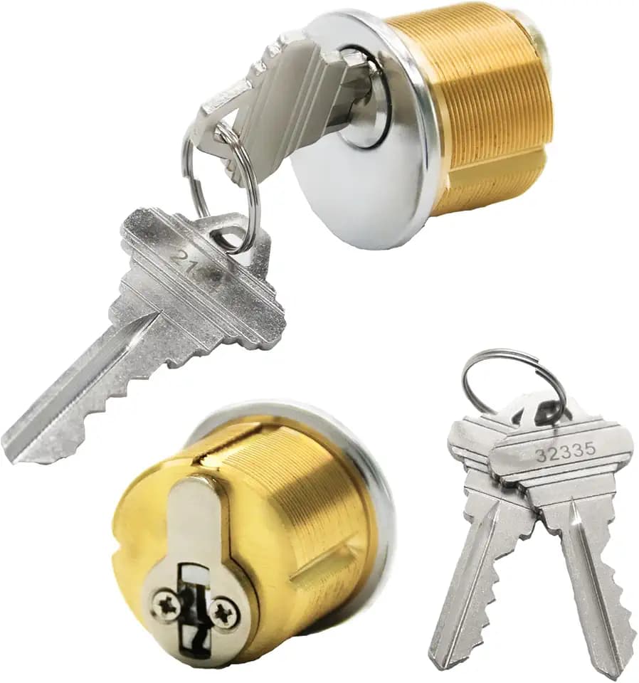 2PCS Brass Mortise Door Cylinder Locks with 2 Different SC1 Keyway Keys