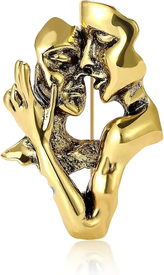 Couples Kiss Brooch Lapel Pin for Women Girls Men Abstract Art Face Brooches Sweater Dress Suit Badge Clothes Bag Pins Vintage Jewelry Gifts Accessories