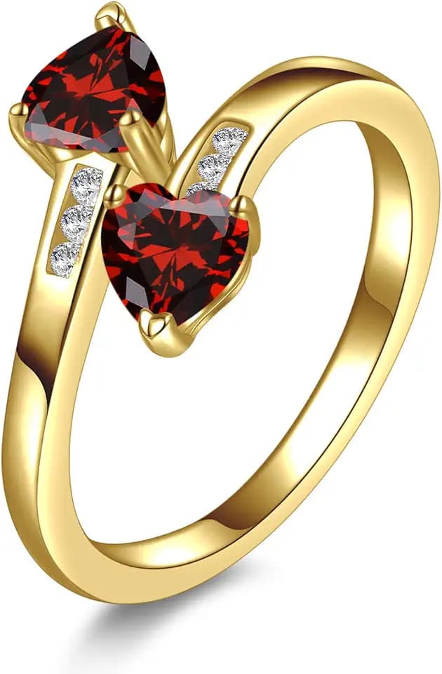 Yaresul 1CT Adjustable Women Heart Ring Birthstone Rings for Women