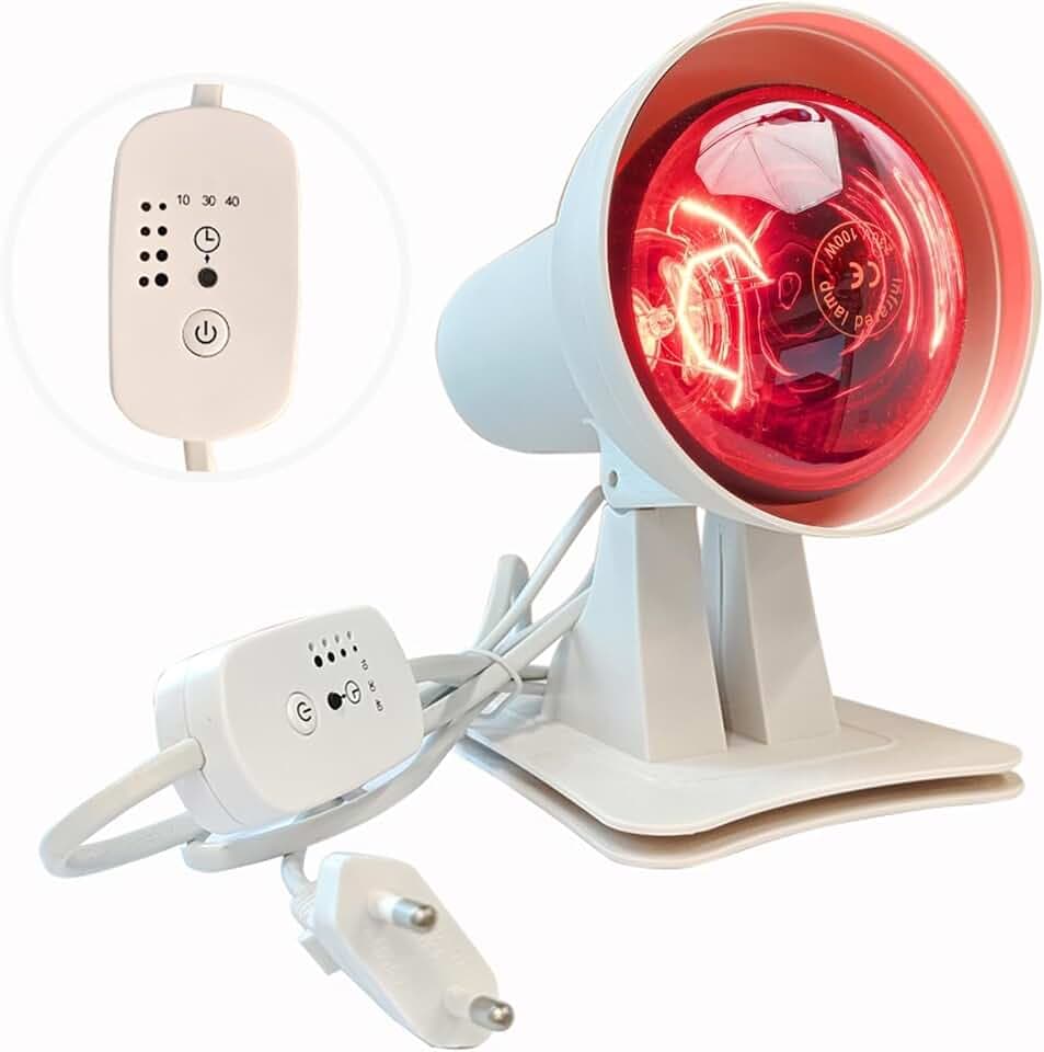 Infrarotlampe,Rotlichtlampe,Wärmelampe,150 Watt mit Zeitschaltuhr und einstellbarer Temperatur,Winkel einstellbar für entspannende Muskelermüdung