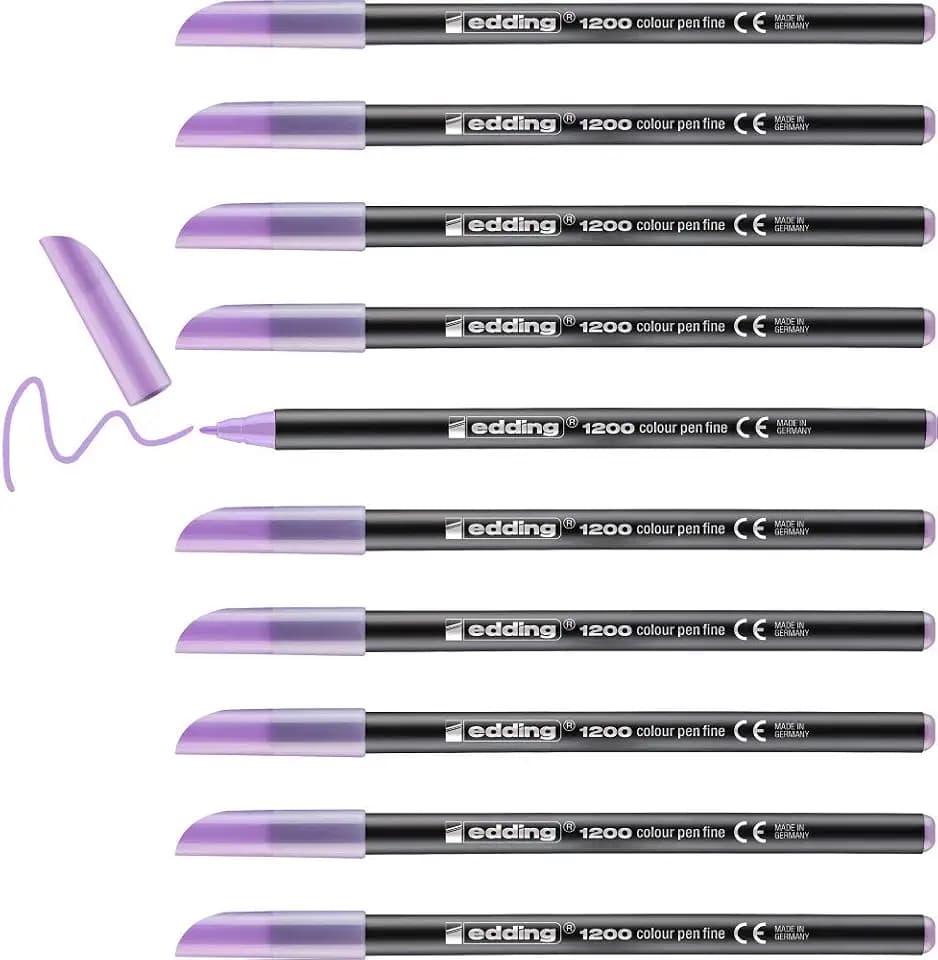 edding 1200 Fasermaler fein - beerig lavendel (lila) - 10 Stifte - Rundspitze 1 mm - Filzstift zum Zeichnen und Schreiben - für Schule, Mandala