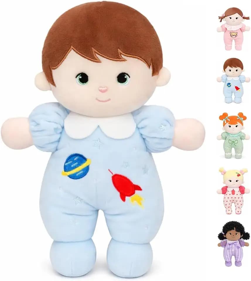 Soft Baby Doll 10" Boy Rag Doll, Plush First Doll for 1 Year Old