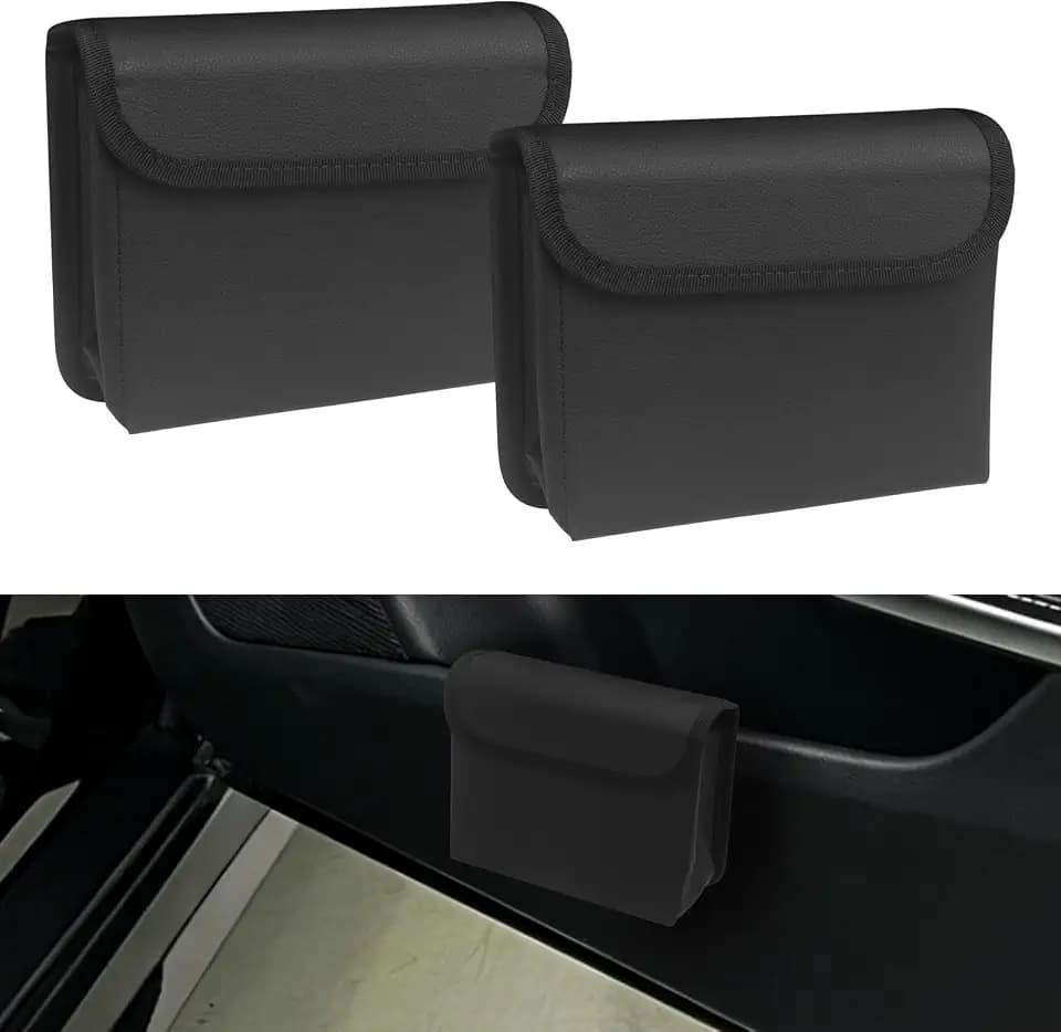 Car Door Trash Can, 2 Pack Foldable PU Leather Car Trash Bin with Bag Clip