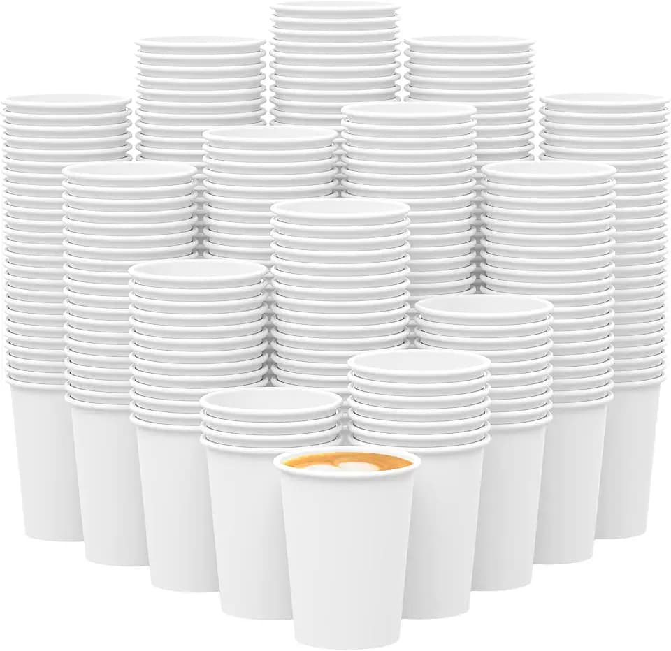 Kindpack [ 𝟐𝟏𝟎 𝐂𝐨𝐮𝐧𝐭 𝟏𝟐 𝐨𝐳 ] Disposable White Paper Coffee Cups - Hot Cold Beverage Drinking Cup for Coffee, Espresso, Water or Tea, To Go Reusable Cup Suitable for Party Office Travel