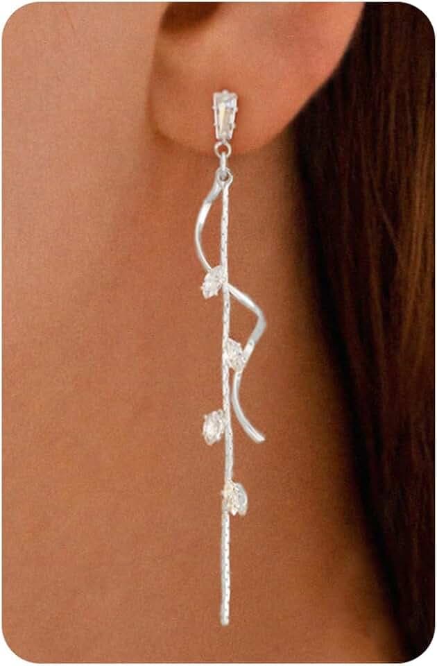 Dangle Earrings for Women - 14K Gold/White Gold/Rose Gold Plated Butterfly Heart Star Hoop Chain Long Tassel Cubic Zirconia CZ Dangle Earrings