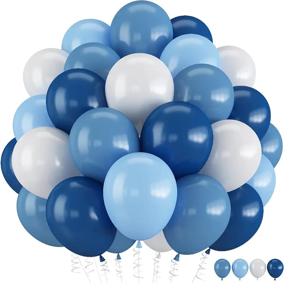 Dark Blue White Balloon 12 Inch
