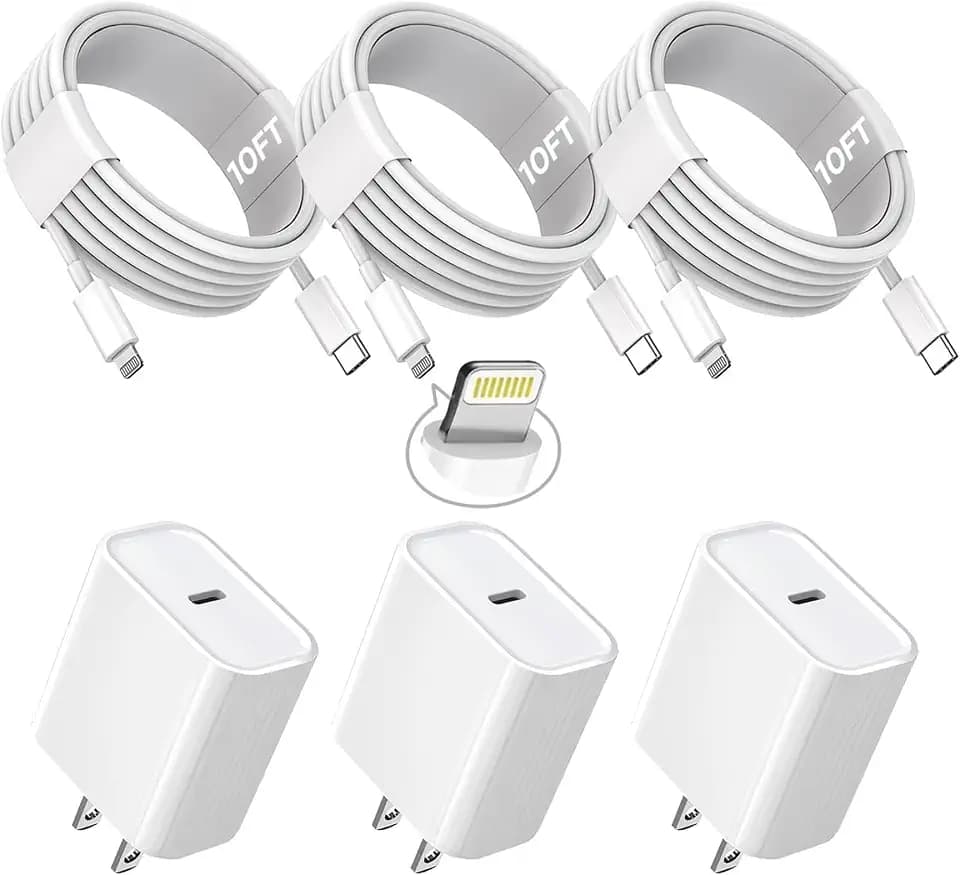 3Pack Extra Long 10FT iPhone Fast Charger,iPhone Charger Fast Charging Quick 10Foot USB C to Lightning Cable Cord Type C Fast Charging Block Wall Charger for iPhone 14/14 Pro/13/12 Mini/11/XS/X/iPad