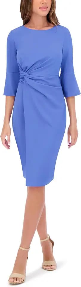 Kensie Women's Belle Sleeve Scuba Crepe Midi Dress