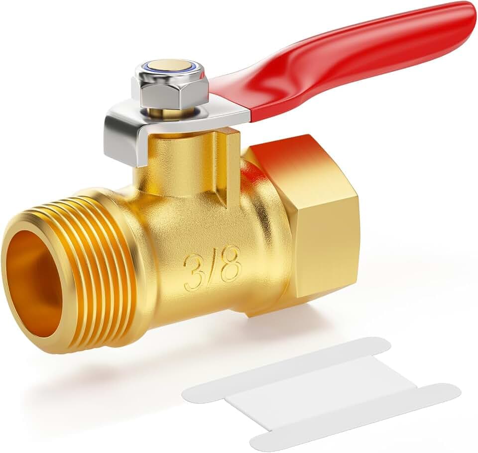 GASHER 1PCS 3/8 Inch Brass Mini Ball Valve, Shut Off Valve, 3/8 Inch Male x Female NPT Thread Pipe Fitting