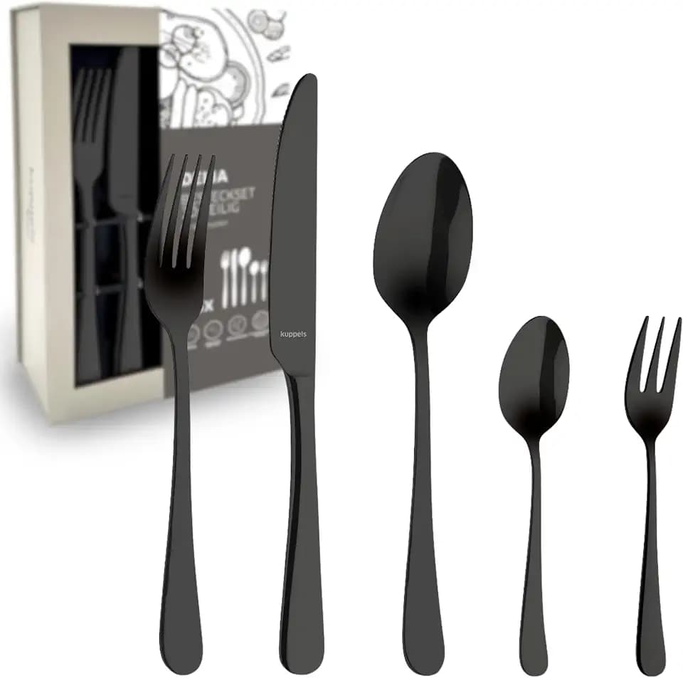 Kuppels Delia Besteck-Set 30-tlg, 6 Personen, PVD Edelstahl, Schwarz