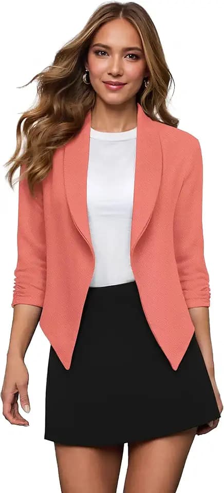 Hybrid & Company Ruched Sleeve Blazer
