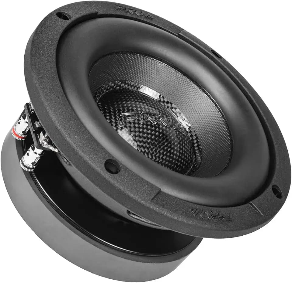 PRV AUDIO 6.5" Sub D4 600 Watts Max Power Dual 4 Ohm, 8.75 mm Xmax, RS65-SUBD4, 2 in Voice Coil, 6.5 Inch Shallow Car Subwoofer Slim for Car, Pickup Trucks Audio Systems (Single)