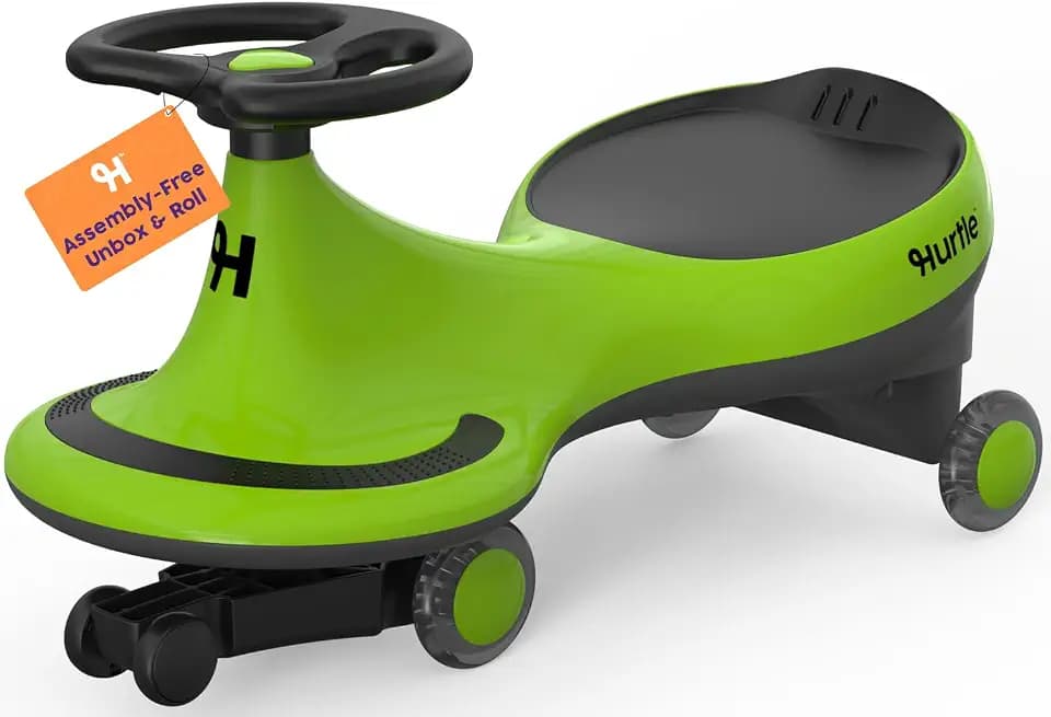 Hurtle Swing Ride On Car, Wiggle Car Toy for Kids, No Pedals, Batteries or Gears, Safe Toddler Ride On Toy with Twist & Go Motion, for Indoor & Outdoor Use, Suitable for Kids Above 3 Years, Green