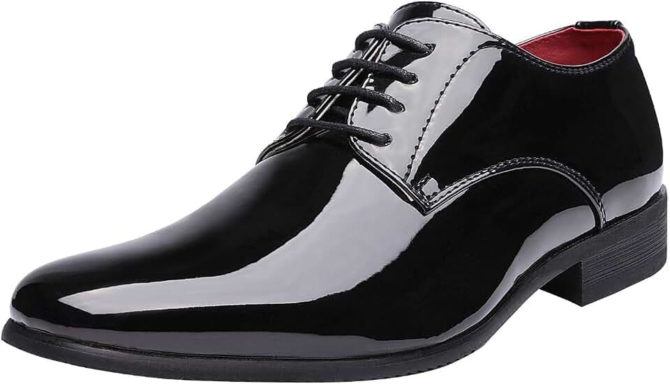 Bruno Marc Men's Faux Patent Leather Tuxedo Dress Oxford
