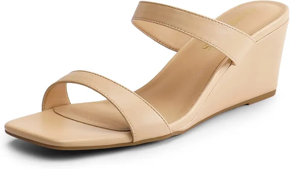 DREAM PAIRS Womens Slides Slip On Wedge Sandals