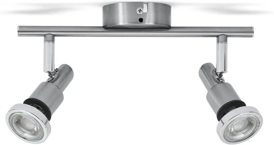 B.K.Licht - Deckenlampe für das Bad mit warmweißer Lichtfarbe, IP44, schwenkbar, LED Deckenleuchte, Lampe, Badlampe, Badezimmerlampe, Küchenlampe, Feuchtraumleuchte, 27,5x8x12,3 cm, Matt-Nickel-Chrom