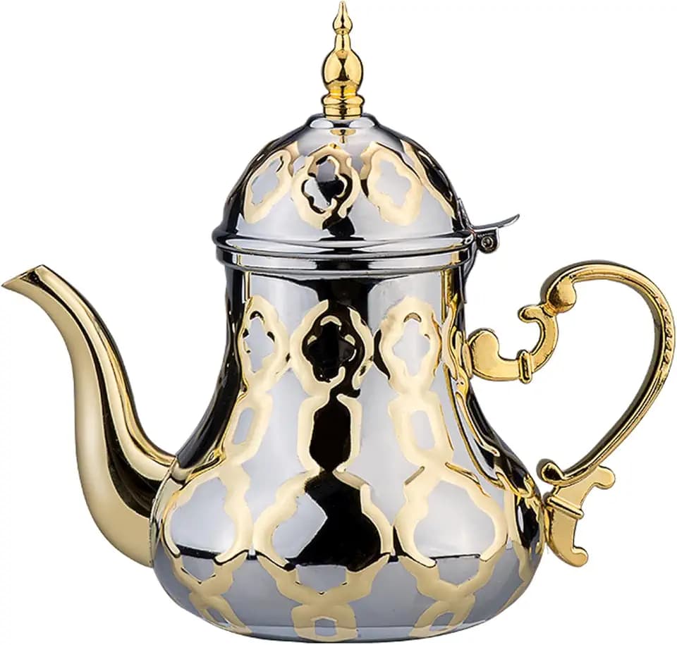Marokkanische Teekanne, 1,2 l, arabischer Stil, Edelstahl, marokkanisch, traditionell, religiöser Stil Teapot