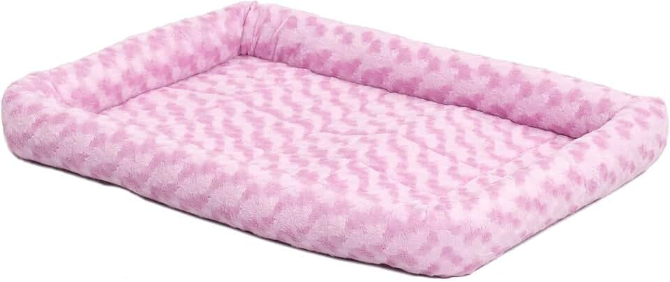 MidWest Homes for Pets - QuietTime Fashion XXS-Hundebett - Kunstfell-Randpolster in Rosa, ultraweich und maschinenwaschbar, für 46 cm große Käfige und Boxen, für kleine Hunde und Katzen