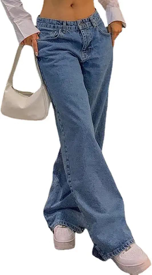 Gerade Bein Hosen Denim Hosen Vintage Lose Blau Gewaschen Mom Jeans Low Rise Jeans Frauen lose Jeans