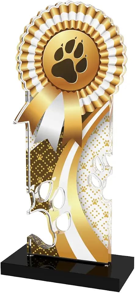 Trophy Monster Goldrosetten-Trophäe für Hunde, Größe 180 mm, für Clubs, Wettbewerbe und besondere Hunde, aus 10 mm dickem, bedrucktem Acryl