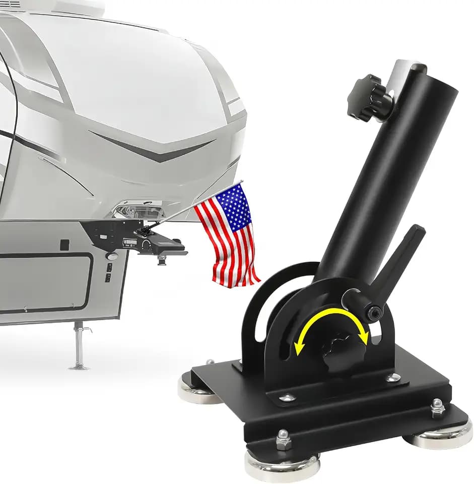 Magnetic Flag Pole Holder for 5th Wheel RV HitchMagnetic RV Flag Pole Mount