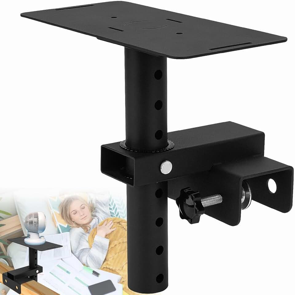 Ertuohg Adjustable Bunk Bed Fan Holder, Universal Fan Stand for Lofted Bed and Dorm Room, Sturdy and Stable Mount for Most Fans, Black
