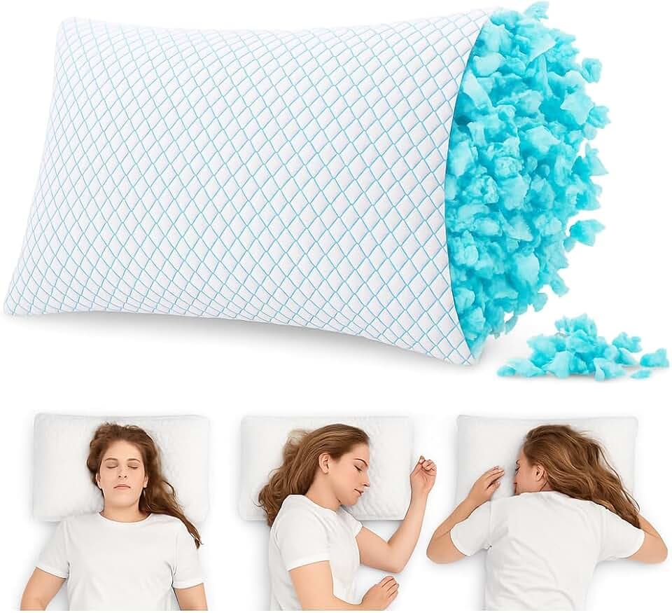 Memory Foam Kopfkissen ergonomisch & kühlend, Anpassbare Füllung für perfekten Nacken-Support, Orthopädisches Nackenkissen für Seiten-, Rücken- & Bauchschläfer, Atmungsaktiv & waschbar
