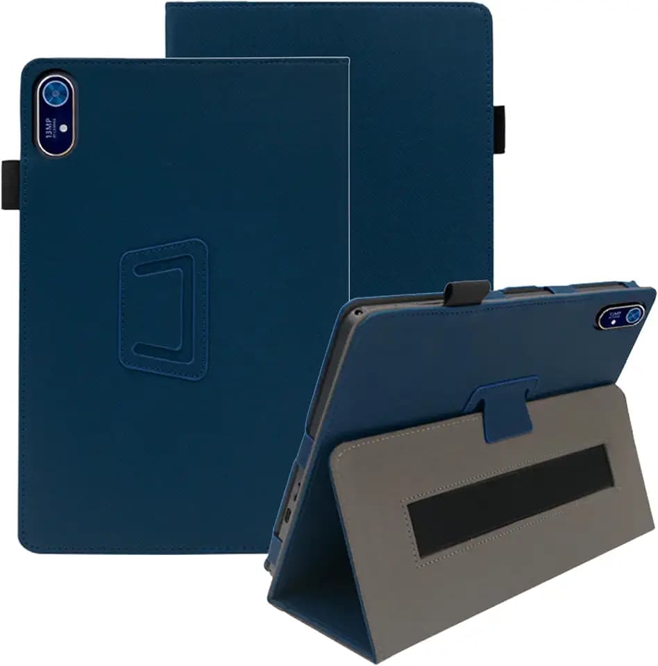 Hülle Kompatibel mit Acer Iconia Tab P11, Ultra Dünn PU, Schlanke und leichte Flip Case Klappbar, Rückseite Abdeckung Klappständer, Schlanke Schutzhülle mit Handschlaufe, Blau