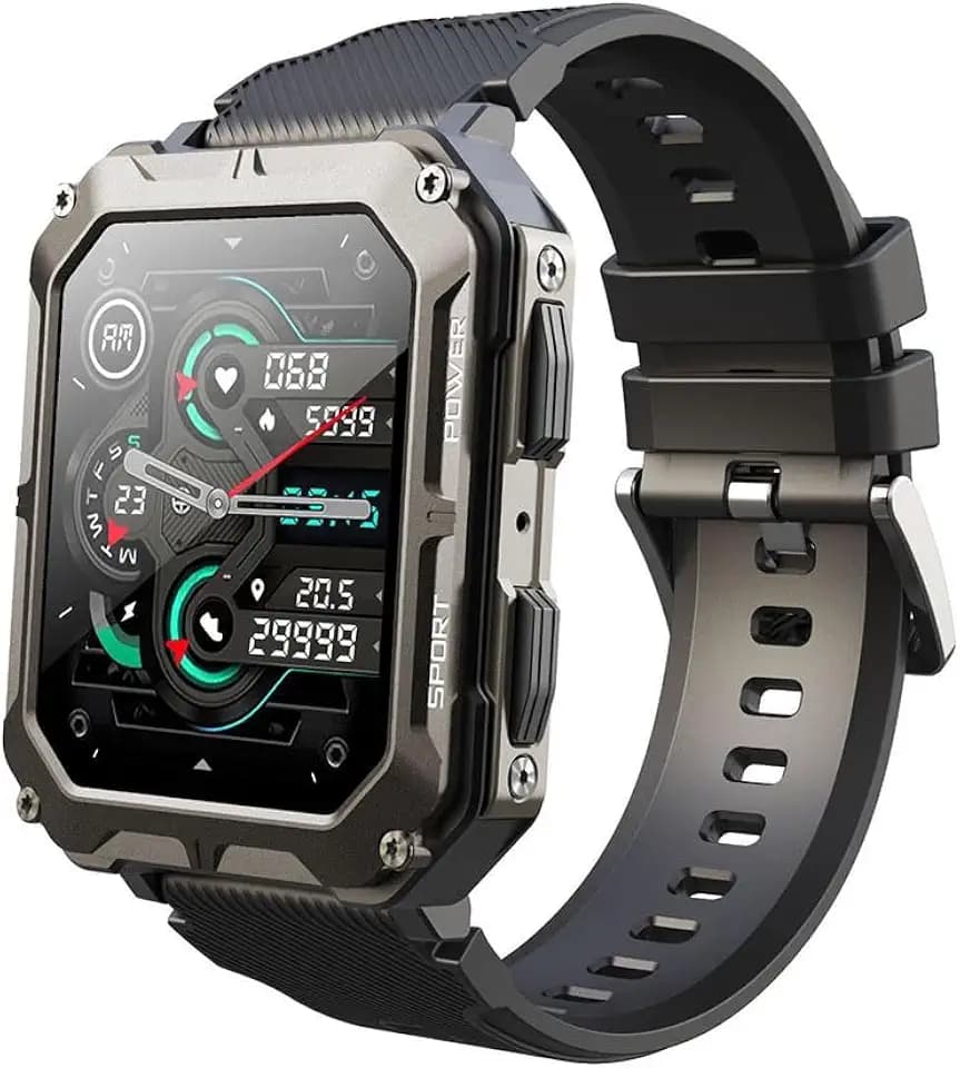C20 Pro Watch Voice Assistant BT Wireless Call Business Outdoor Sports IP68 Wasserdichte Uhr für Android/IOS Einfache Bedienung Schwarz